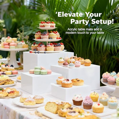 13.8" Extra Large White Risers, Large Size Acrylic Cube Display Nesting Risers, Food risers for buffet table, White Risers for Catering Dessert Collectibles Jewelry Figures Show