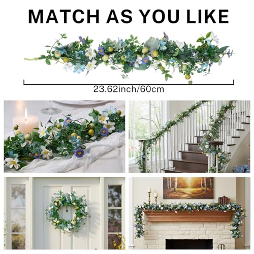 MOYEE Candle Holder Centerpieces for Tables,Candle Ring,Wreaths, Black Metal Candle Stick Paired Artificial Flowers 14 in Versatile Dining Table Centrepiece - color: Mixed Color Daisy Wreath