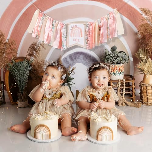 Boho Rainbow 1st Birthday High Chair Banner for Girls - Bohemian Rainbow Theme One Party Decorations Supplies,First Birthday Photo Props
