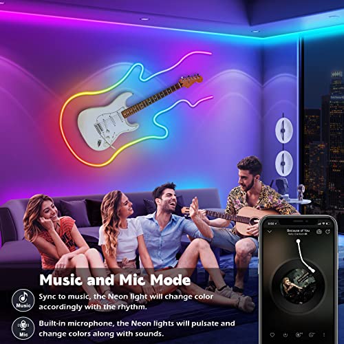 AILBTON 100Ft Neon Rope Lights,Flexible Led Rope Lights Control with App/Remote,Multiple Modes Music Sync Gaming RGB Led Neon Lights for Bedroom Outdoor - size: 100FT