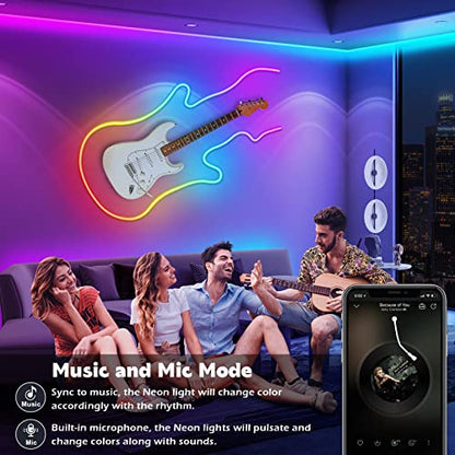 AILBTON 100Ft Neon Rope Lights,Flexible Led Rope Lights Control with App/Remote,Multiple Modes Music Sync Gaming RGB Led Neon Lights for Bedroom Outdoor - size: 100FT
