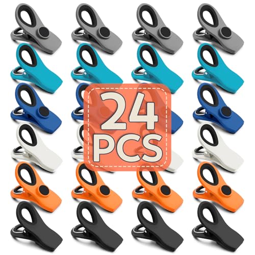 FINDMAG 24 Pack Chip Clips with Magnets – Multicolor Plastic Bag Clips for Food Storage, RV Accessories, Snack Bags, and Refrigerator Organization (Classic Essentials) - color: Classic Essentials, size: Pack of 24