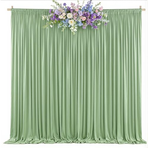 10ft x 8ft Photo Backdrop Curtains Sage Green Wrinkle-Free Polyester Fabric Backdrop Drapes for Wedding Baby Shower Birthday Party Photography Background Decoration - color: Sage Green, size: 5'(W) x 8'(H), 2 Panels