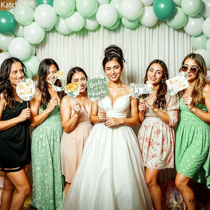 KatchOn Bridal Shower Photo Booth Props - Pack of 35 | Green Decorations for Bridal Shower and Bachelorette Party