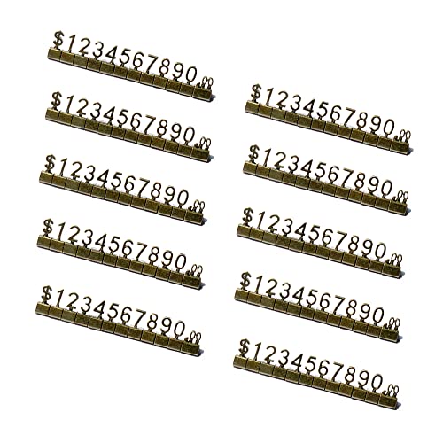 10 Sets Price Cubes Blocks Numbers Glod Metal Price Tag for Jewelry Display Counter Stand Adjustable Assembly Mini Dollar Signs for Retail Shop (Bronze) - color: Bronze