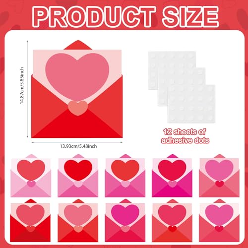 60pcs Valentine's Day Theme DIY Cutouts Heart Envelope Bulletin Board Decoration Set Envelope Paper Cut-Outs Classroom Decor for Valentines Classroom DIY Photo Craft Party School Wall Door Supplies - style: Valentine's Day Heart Envelope