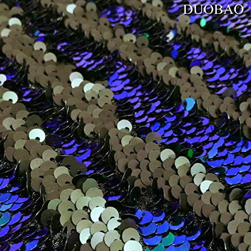 DUOBAO 1/2 Yard Reversible Sequin Fabric Cut by The Yards Green to Black Flip Mermaid Sequins Fabric Colorful Greens Sequence Fabrics for Sewing DIY Table Runner Cloth - color: Green to Black, size: 0.5 Yard