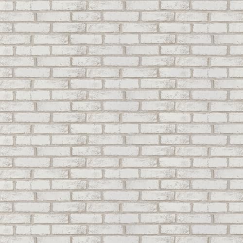Timeet Beige White Brick Wallpaper Brick Peel and Stick Wallpaper Self Adhesive Brick Contact Paper Faux Brick Wallpaper Removable Wall Paper for Bedroom Laundry Room Accent Walls 17.7"×78.7" - color: Beige,white, size: 17.7" x 78.7"