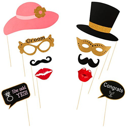60Pcs Wedding Photo Booth Props, Wedding Props for Photos Bachelorette Weddings Shower Party Decorations