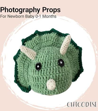 Newborn Photoshoot Outfit Dinosaur Boy Photography Prop Dino Helmet Hat & Diaper Cover Props For Baby Girl Photo