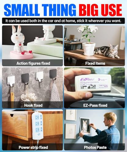 Double Sided Sticky Pads, Heavy Duty Adhesive Squares Waterproof Heat Resistant, Strong Hold Mounting Tape for Crafts Photos Car Home Decor Outdoor Use, 48 Pcs 1.18x1.38 Inch
