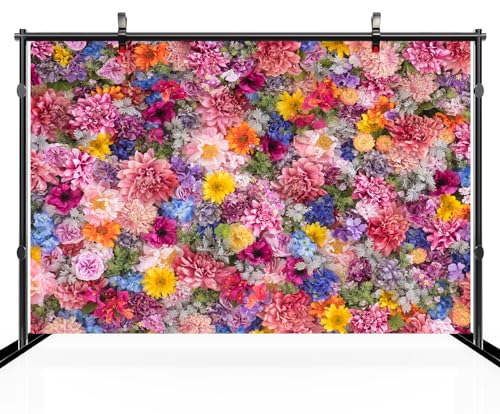 7x5ft Flowers Wall Backdrop Spring Colourful Blooming Flowers Mother Day Tea Party Background Girls Birthday Wedding Bridal Shower Valentine Day Party Decor Photo Props Wallpaper - size: 7x5ft