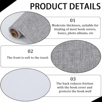 CRASPIRE 51 x 11.8 Inch Dark Grey Book Fabric Book Binding Cloth with Paper Back Polyester A4 to A8 Woven Linen Cover for Books Album Scrapbooking Archival DIY Covering Bookbinding Protector - color: Dark Gray-4