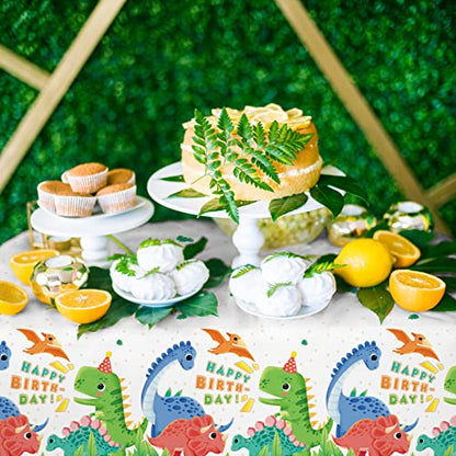 Dinosaur Party Supplies Disposable Tablecloth - Waterproof Plastic Rectangular Table Cover for Boys Kids Birthday, Baby Shower Decorations - 3PCS 54 X 108 Inch - style: dinosaur
