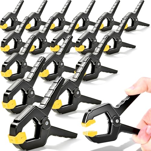 18Pack Spring Clamps, 3.5inch Plastic Spring Clips Heavy Duty Clamps for Woodworking, Balloon Arch Backdrop Stand Clips, Spring Clamps for Photography Backdrops Holder, Crafts, Fabric Backdrop - color: 3.5"_18p_yellow