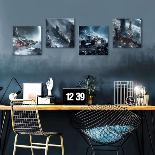 4Pcs Outer Space Room Decor for Boys Alien Planet Astronaut Wall Decor Galaxy Picture Marvel Room Canvas Painting Cosmic Poster Science Fiction Artwork Living Room Modern Home Decoration 16x16" - color: Astronaut, size: 16"l X 16"w