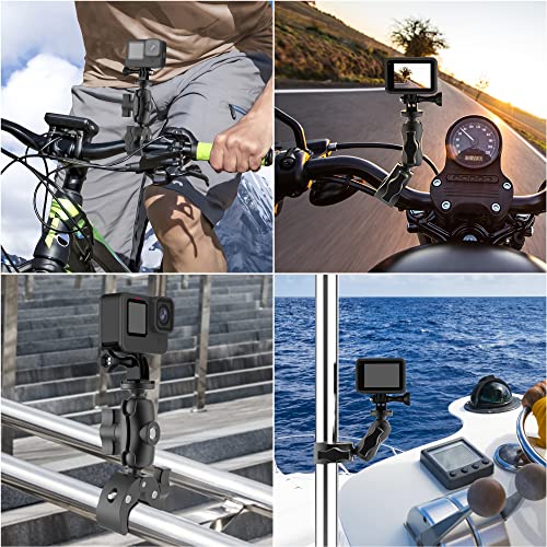 Taisioner Super Camera Clamp Mount Double Socket Arm 1/4"-20 Ball Head Adapter Gopro Accessories Suitable for GoPro AKASO DJI Action Insta360 or DSLR Digital Camera Monitor/LED Lights/ - size: 2.4"super clamp