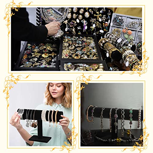 Batiyeer Set of 8 Bracelet Display Stand Bracelet Holder Display Jewelry T Bar Black Velvet Organizer Hovering Bangle Holder Jewelry Watch Stand for Vendors Selling Home Organization Storage