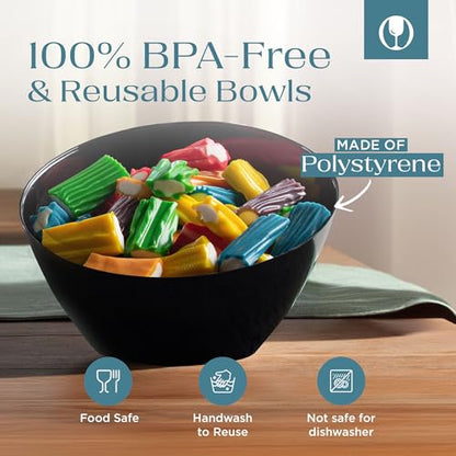 Posh Setting Black Plastic Serving Bowls Disposable - Angled Bowls - Angled Candy Bowl - Plastic Snacks & Chip Bowls for Parties - Black, Gold & Clear, White Serving Dishes, 8 OZ, 5 Pack - color: Black, size: Small 8 OZ