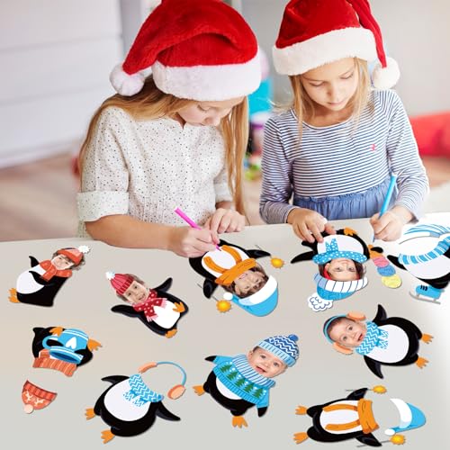 60pcs Winter Theme DIY Cutouts Penguin Bulletin Board Decoration Set Christmas Penguin with Hat Paper Cut-Outs Decor for Winter Holiday DIY Photo Craft Xmas Party School Classroom Wall Door Supplies - style: Penguin