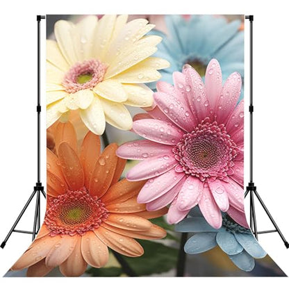 Colorful Daisy Flower Backdrop Background for Photography 5x7ft Photobooth Professional Photo Backdrop Curtains Video Photography Studio Photo Backgrounds Banner Booth Background Screen Parties - color: Colorful Daisy Flower