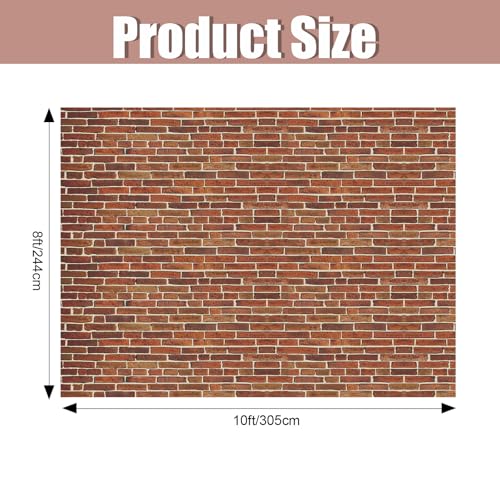 VitalCozy 10 x 8 ft Brick Wall Backdrop for Photography Polyester Fabric Dark Red Brick Backdrop Photo Studio Props Banner for Graduation Newborn Birthday Party - color: Dark Red, size: 10 x 8 ft