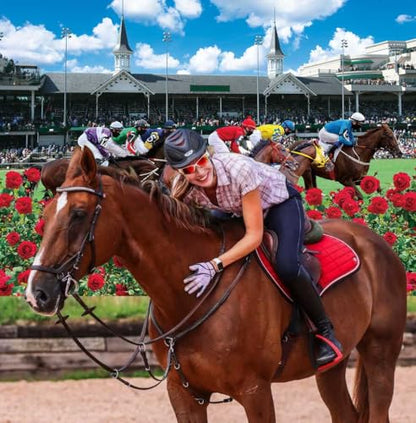 Kentucky Derby Backdrop Red Rose Garden Racecourse Photography Background Horse Racing Run for The Roses Banner Kentucky Derby Party Decorations Supplies (8x6FT: 96x72 inch) - size: 8x6FT: 96x72 inch