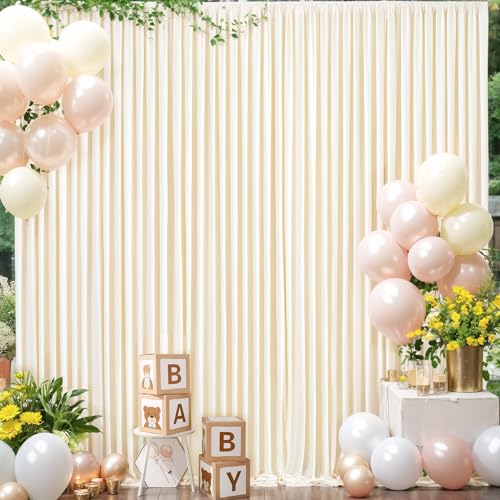 Champagne Backdrop Curtain for Parties Wedding Baby Shower Wrinkle Free Photo Curtains Backdrop Drapes Fabric Decoration for Bridal Shower 5ft x 7ft,2 Panels - color: Champagne, size: 10FTx7FT (W5'xH7', 2 Panels)