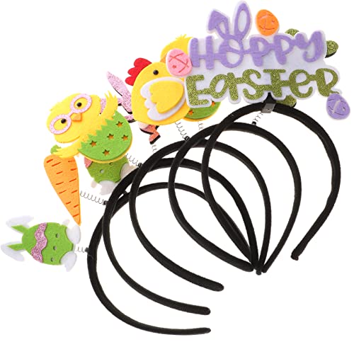 Abaodam 5pcs Happy Easter Headbands Easter Themed Hair Rabbit Chick Carrot Boppers Bunny Headwear Party Hair Accessories for Girls