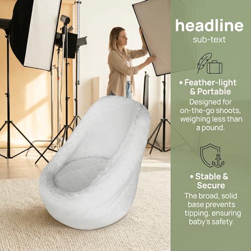 DOITOOL Newborn Chair for Photoshoot, White Baby Photography Props Mini Sofa Newborn Posing Seat Infant Studio Couch Toddler Picture Accessories