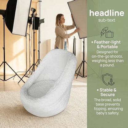 DOITOOL Newborn Chair for Photoshoot, White Baby Photography Props Mini Sofa Newborn Posing Seat Infant Studio Couch Toddler Picture Accessories
