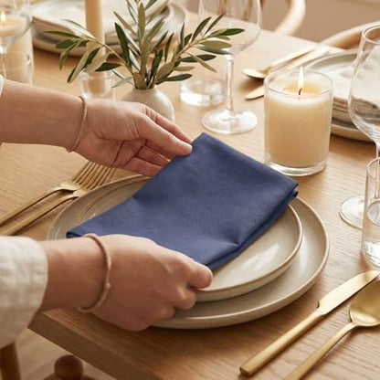 ACCENTHOME Accent Home 100% Cotton Napkins, Delicate Cloth Napkins for Dinners, Parties and Weddings，18 x 18 Inch Set of 12 - Navy - color: 09 - Navy - Twill, size: 18"x18" - Pack of 12