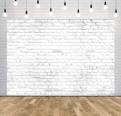 12x8ft Fabric White Brick Wall Texture Backdrop Abstract Old White Brick Stone Wall Background for Photoshoot Home Decor Party Decorations Photo Booth Props - size: 12x8FT