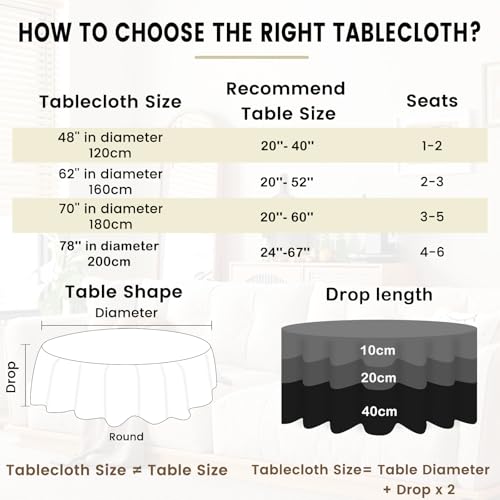 Round Tassel Plaid Tablecloth, Heavy Weight Cotton Linen Fabric Table Cover for Kitchen Dining Tabletop Decoration, Grey, 78" Round - color: Grey, size: 78" (Round)