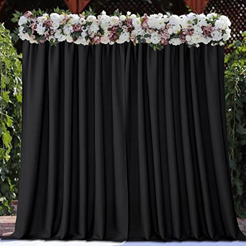 Joydeco Black Backdrop Curtain for Parties, Wrinkle Free Black Backdrop Drapes for Party Home Party, Curtains Backdrop 5ft x 8ft 2 Panels with Rod Pockets - color: Black, size: 5ft x 8ft x 2 panels