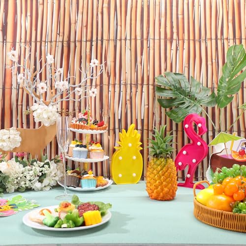 Barydat Hawaiian Beach Reed Backdrop Aloha Luau Party Tiki Bar Decorations Polyester Fabric Photography Backdrop for Photoshoot (10 x 8ft) - size: 10 x 8ft