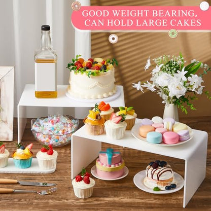 RattanView 2 Pcs 13 Inch Large Acrylic Risers Display Stands 5 mm Thick Acrylic Shelf Riser Showcase for Collectibles Jewelry Cupcakes Food Figures Perfume Cabinet (White) - color: White, size: 13 Inch, 5 mm
