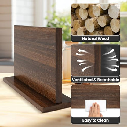THMINS Magnetic Knife Holder, Double-Sided Magnetic Knife Block Universal Multi-function Display Rack for Kitchen Counter - size: 11.6x8.5 inch Wood