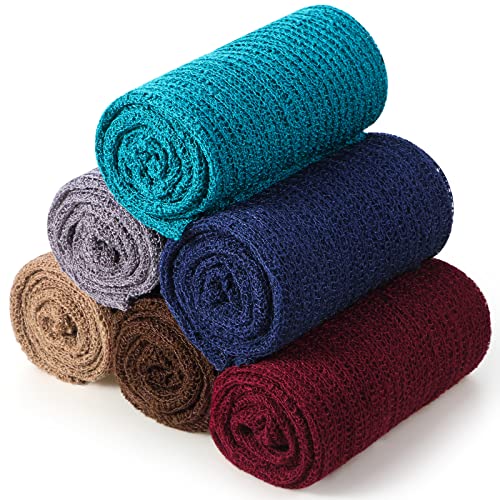 Tudomro 6 Pcs 15.8 x 59'' Newborn Baby Stretch Wraps Set 6 Colors Baby Photography Props Unisex Newborn Long Ripple Wrap Photo Blanket for Girl Boy Christmas DIY Photography(Dark Color) - color: Dark Color