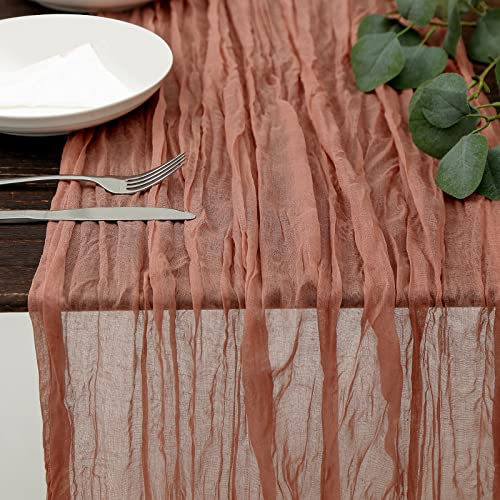 DOLOPL Boho Table Runner Dusty Blush Cheesecloth Table Runner 13.3ft Rustic Gauze Cheese Cloth Runner 160inch Long for Bridal Baby Shower Birthday Party Table Decorations - color: Dusty Blush