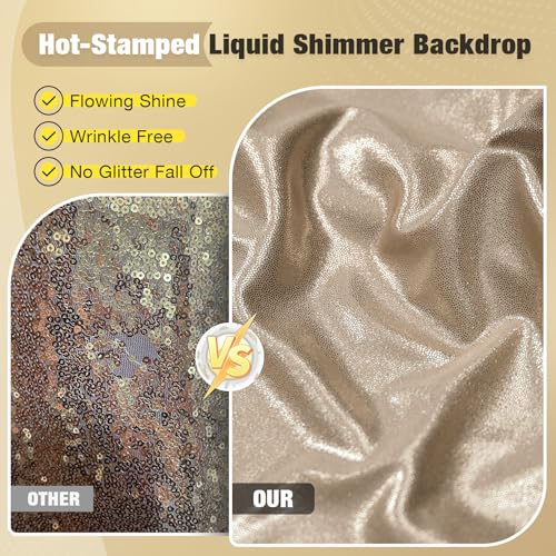 20x10FT Champagne Sequin Backdrop Curtain for Party - 4 Panels 5x10FT Wrinkle-Free Shimmer Drapes for Birthday, Wedding, Christmas, Decorations & Photography - color: Champagne, size: 5FT x 10FT(4 panels)