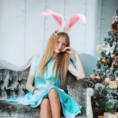 Easter Bunny Ears Plush Headband Cute Rabbit Ears Animal Hair Bands Party Cosplay Headwear for Easter Costume Accessories - color: White