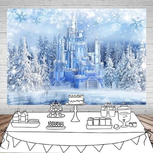 Mocsicka Christmas Winter Backdrop Frozen Crystal Pendant Ice and Snow White World Photography Background for Kids Photo Studio Props Princess Fairy Tale Xmas Eve Background (6x4ft) - size: 6x4ft