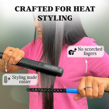 Herstyler Hair Straightening Comb - Straightener Comb for Flat Iron - Makes Styling Easy - Get Straight Hair in Minutes (Blue) - color: Blue