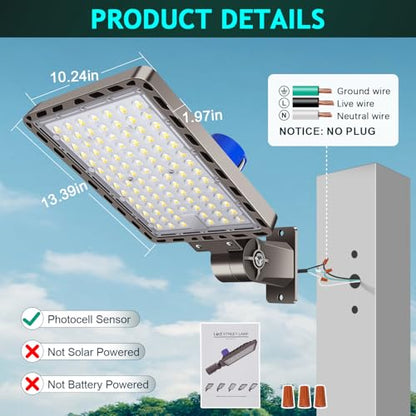 240W LED Parking Lot Light Dusk to Dawn Photocell 5000K Commercial Outdoor Area Light IP65 Waterproof 100-277V 36000LM Wall Mount - size: 240W Wall Mount