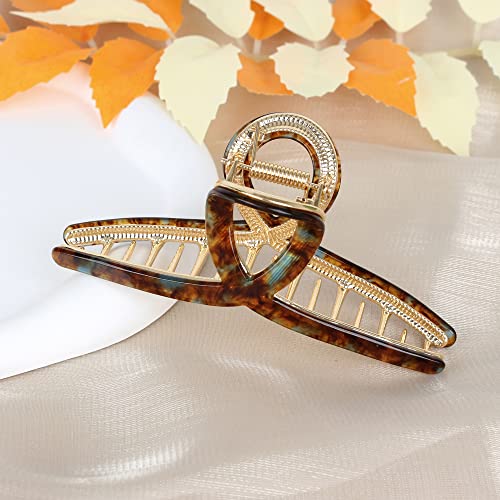 Big Hair Claw Clips Butterfly Barrettes Claw Clips for Women Acetate Claw Clips Metal Hair Clip for Girls Large Hair Accessories for Long Thick Hair (Brown Green) - color: brown green09
