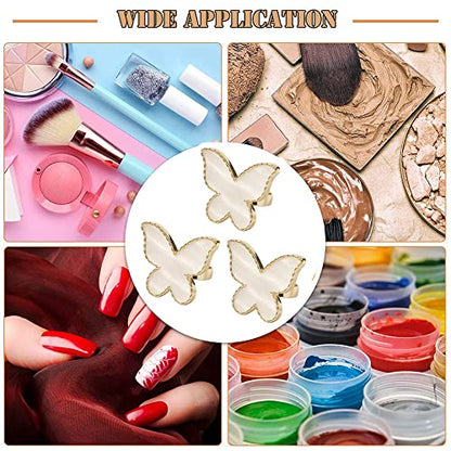 AKOAK 2 Pcs Butterfly Nail Art Resin Palette, Ring Gel Polishing Mixing Tray, Gold Edge Adjustable Nail Ring Gel Color Makeup Plate, DIY Nail Art Display Tool Photography Prop Nail Polish Plate