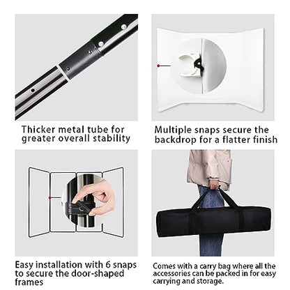 7.87ft x 13.12ft White Screen Backdrop with Stand, Portable Large Wrinkle-Resistant Collapsible Photography Background for Photo Studio Video Shooting, Portrait Product Headshot Photography