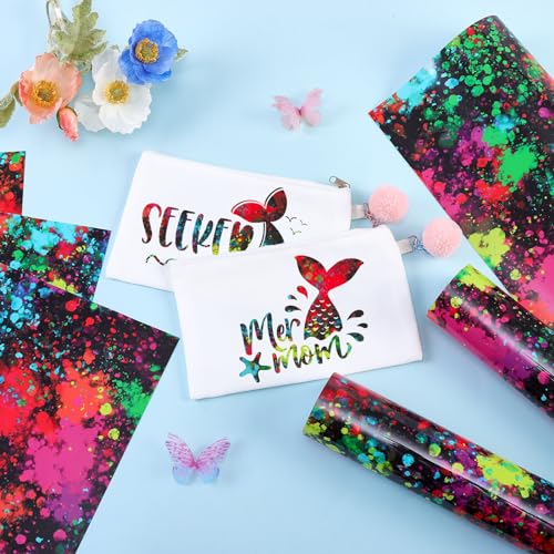 Tintnut Colorful Splash Heat Transfer Vinyl - 6 Sheets 10"x12"Watercolor HTV Patterned HTV Iron On Vinyl for T-Shirts Hats Clothes - color: Colorful-6pcs