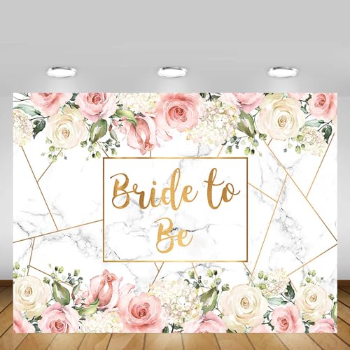 MEHOFOND Bride to Be Marble Backdrop Bridal Shower Miss to Mrs Wedding Party Supplies White Blush Pink Floral Photobooth Girls Bachelorette Engagement Photography Background Banner 10x7ft - size: 10x7ft